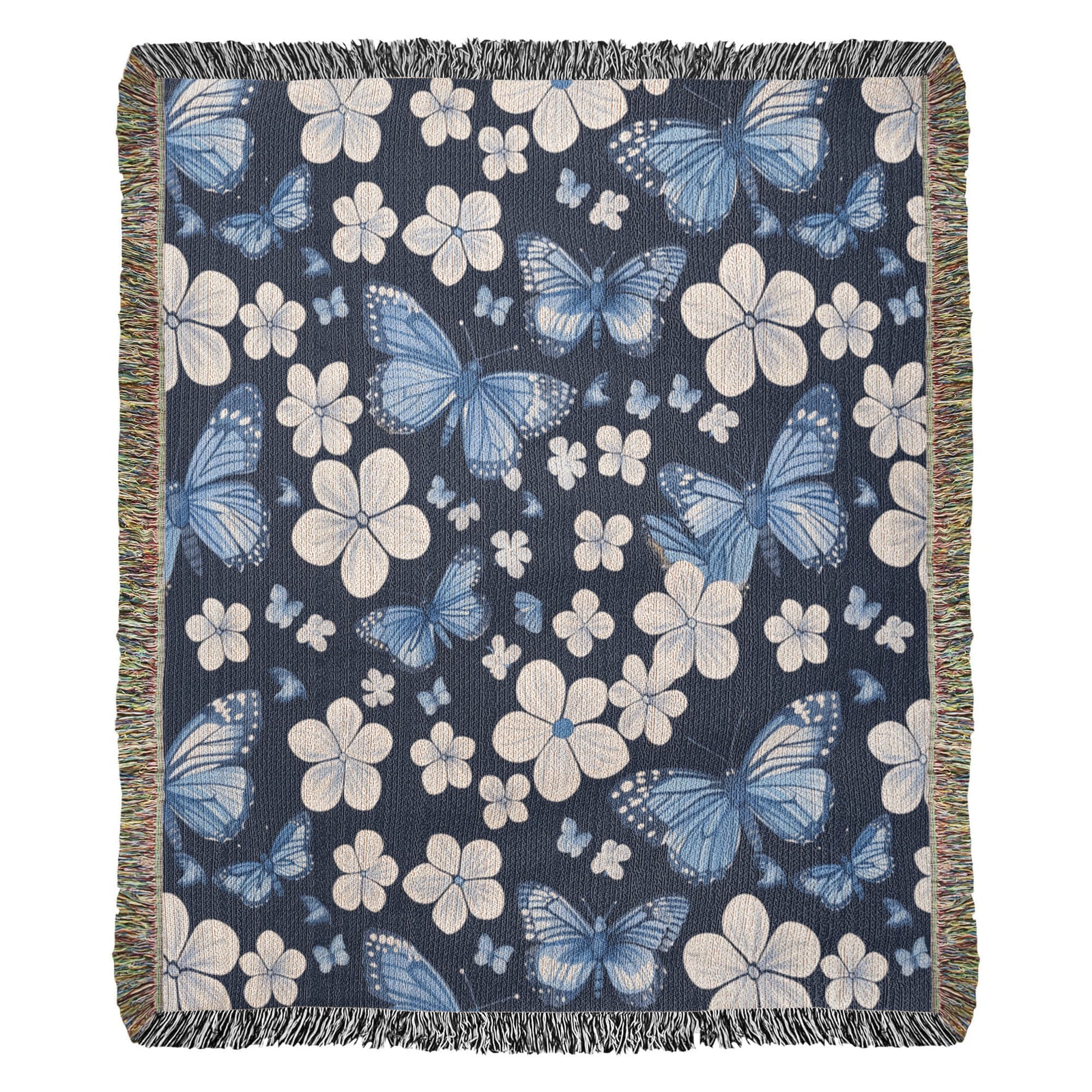 Butterflies And Flowers Pattern 005 - 50" x 60" Heirloom Woven Blanket