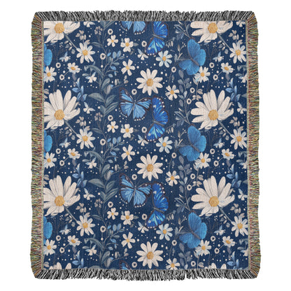 Butterflies And Flowers Pattern 018 - 50" x 60" Heirloom Woven Blanket