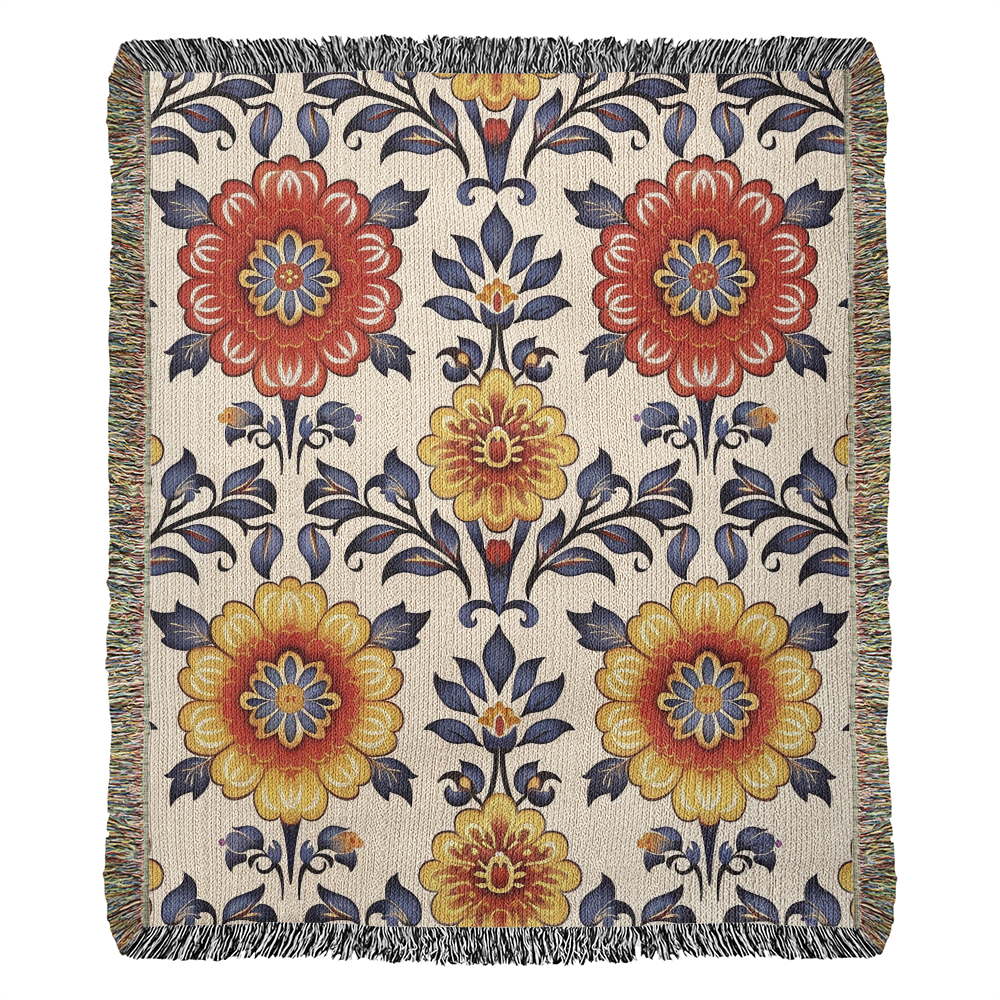 Mexican Floral Fiesta Pattern 044 - 50" x 60" Heirloom Woven Blanket