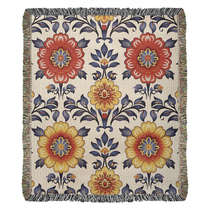 Mexican Floral Fiesta Pattern 044 - 50" x 60" Heirloom Woven Blanket