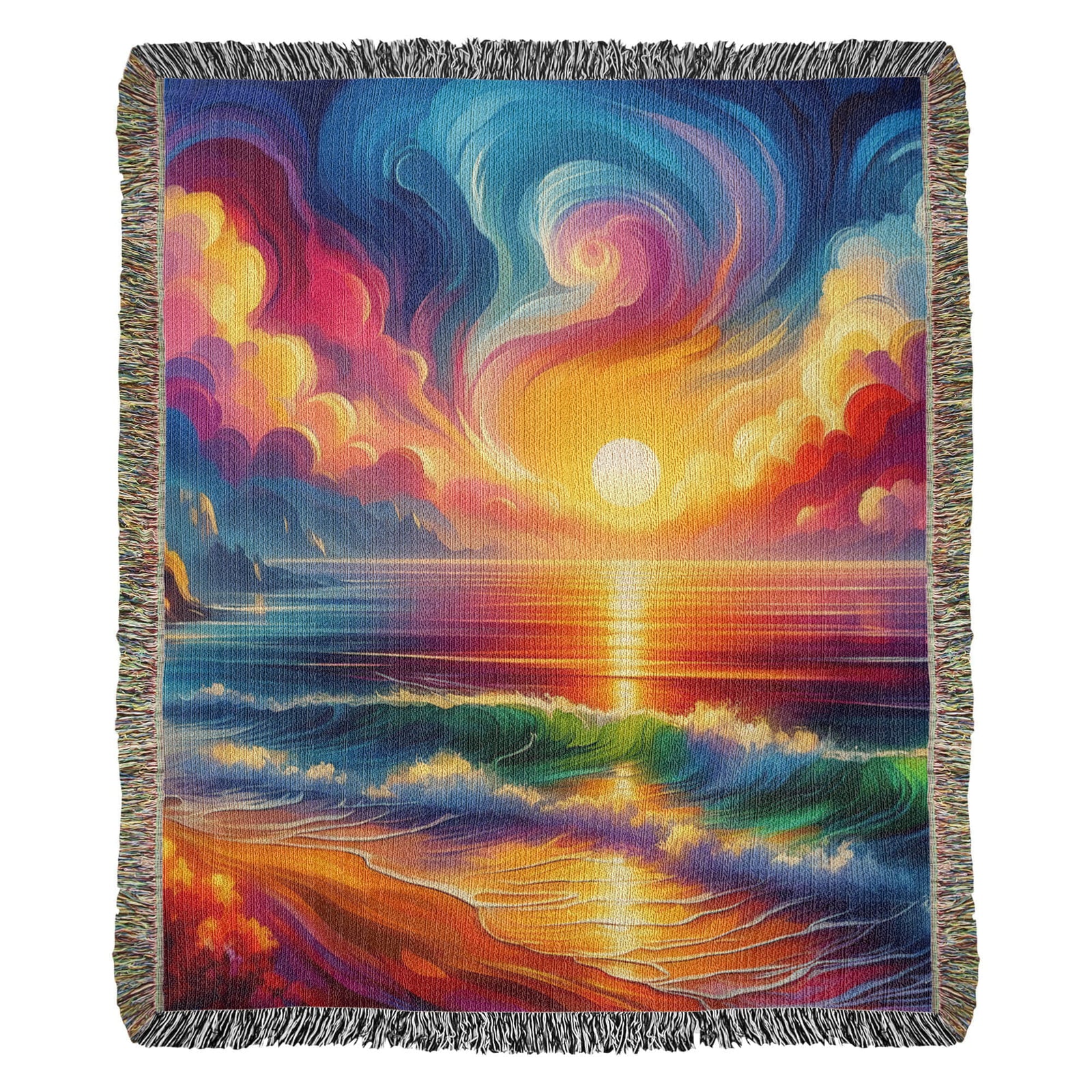 Colorful Sunset 01 - 60" x 80" Heirloom Woven Blanket