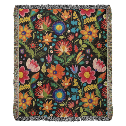 Mexican Floral Fiesta Pattern 039 - 50" x 60" Heirloom Woven Blanket