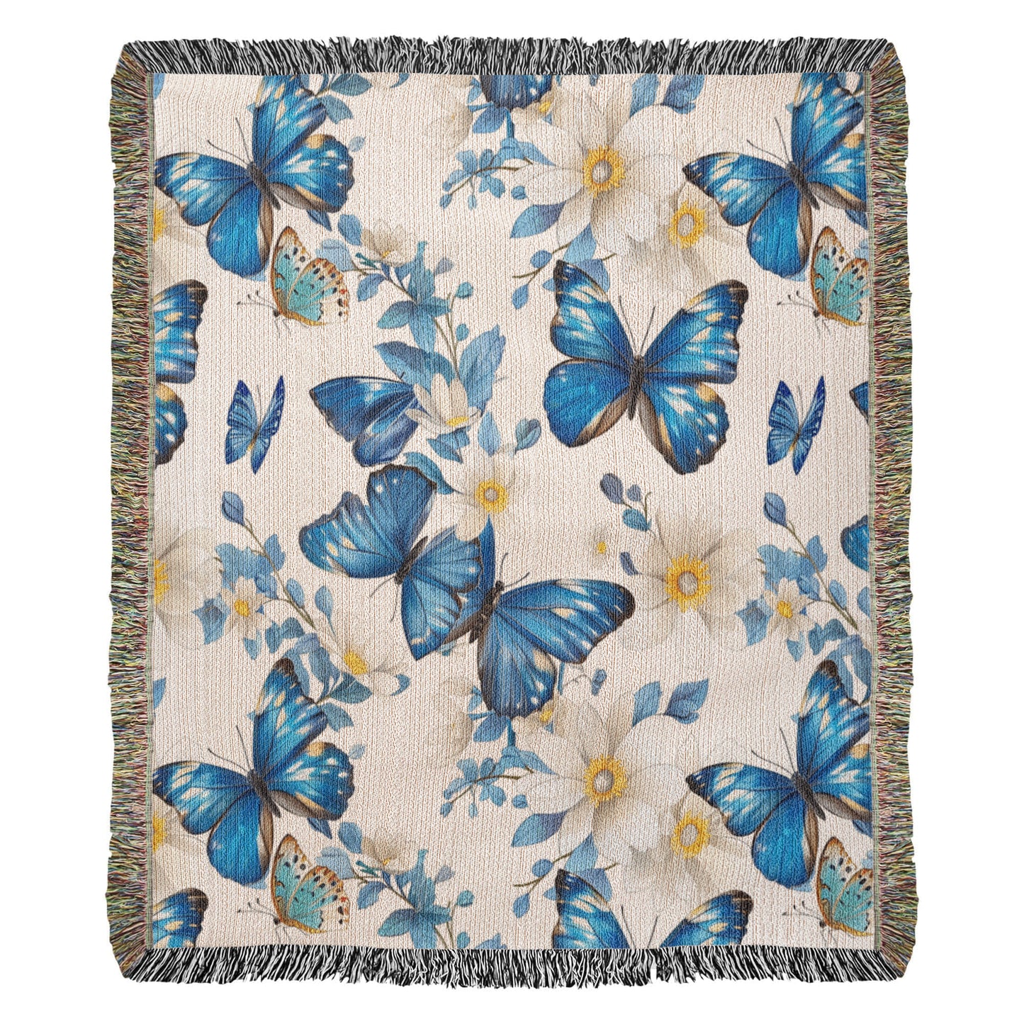 Butterflies And Flowers Pattern 007 - 50" x 60" Heirloom Woven Blanket