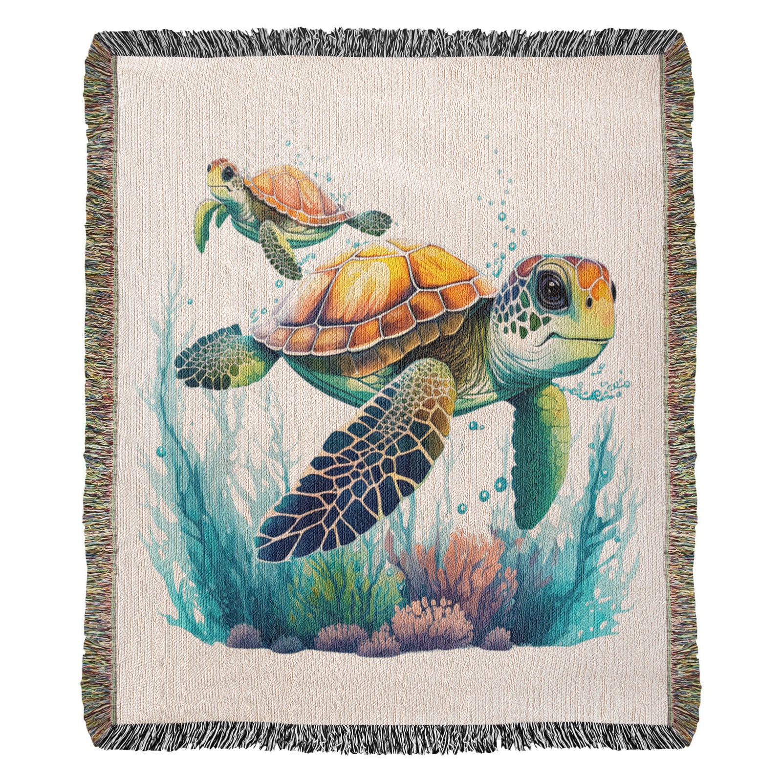 Cute Sea Turtle 009 - 50" x 60" Heirloom Woven Blanket