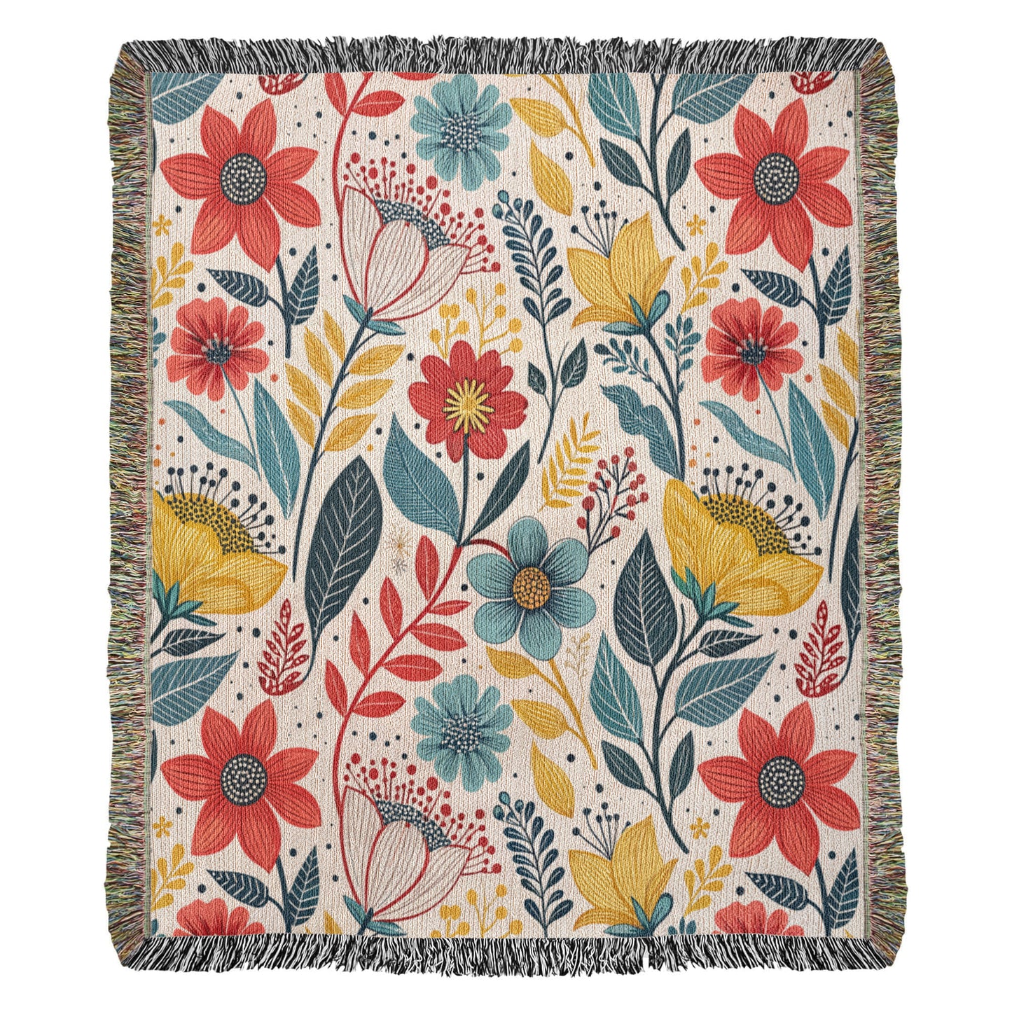 Oversized Floral Pattern 011 - 50" x 60" Heirloom Woven Blanket