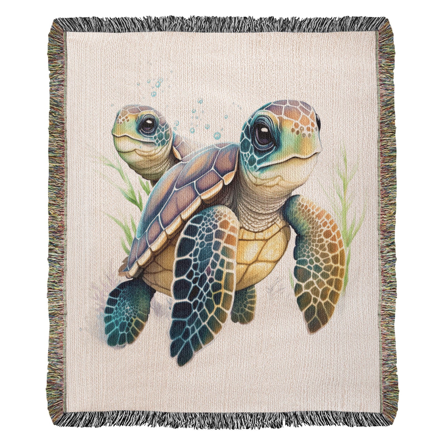 Cute Sea Turtle 010 - 50" x 60" Heirloom Woven Blanket