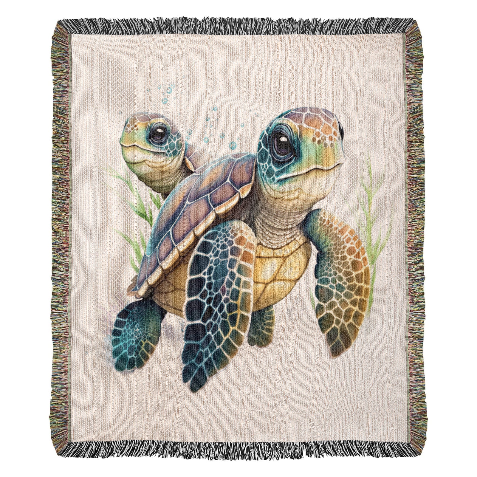 Cute Sea Turtle 010 - 50" x 60" Heirloom Woven Blanket