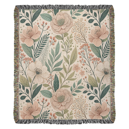 Oversized Floral Pattern 010 - 50" x 60" Heirloom Woven Blanket