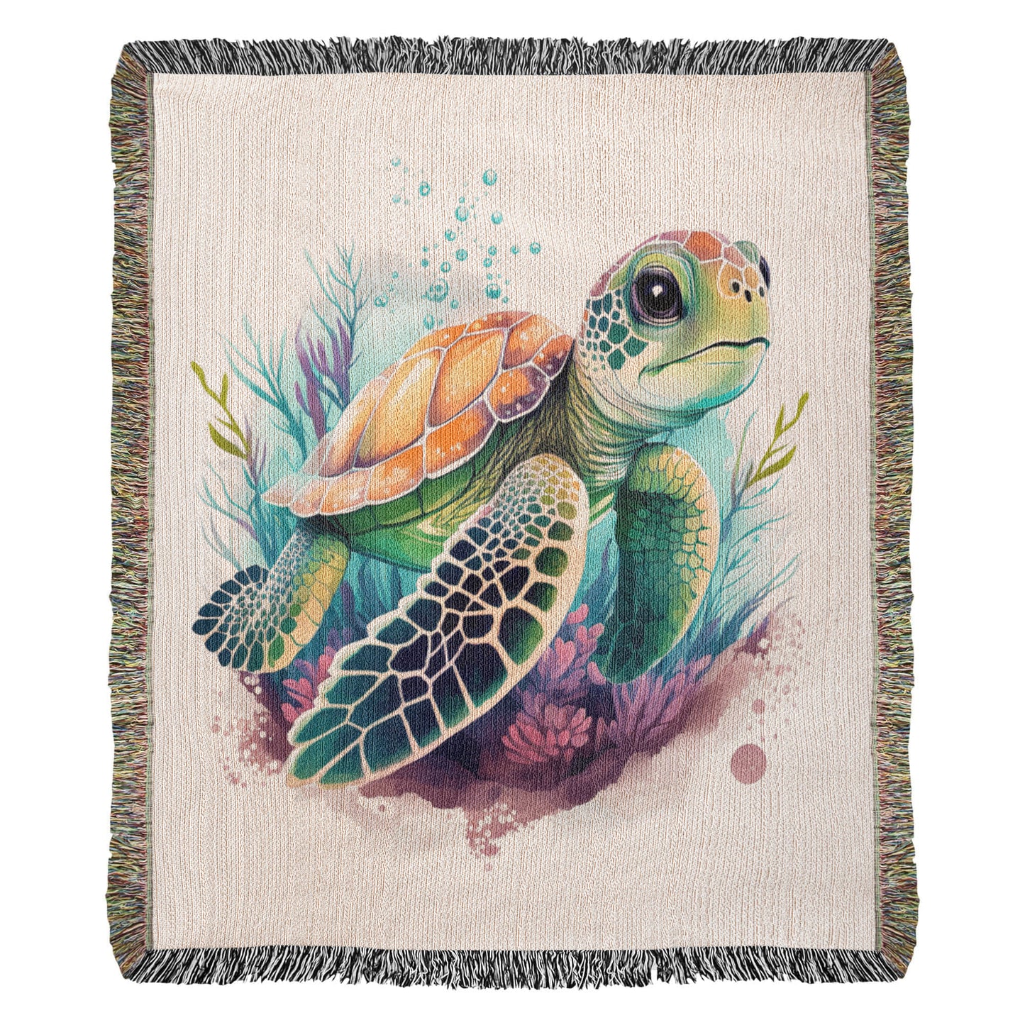 Cute Sea Turtle 007 - 50" x 60" Heirloom Woven Blanket