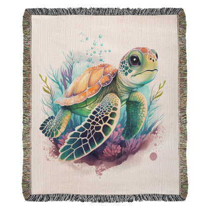 Cute Sea Turtle 007 - 50" x 60" Heirloom Woven Blanket