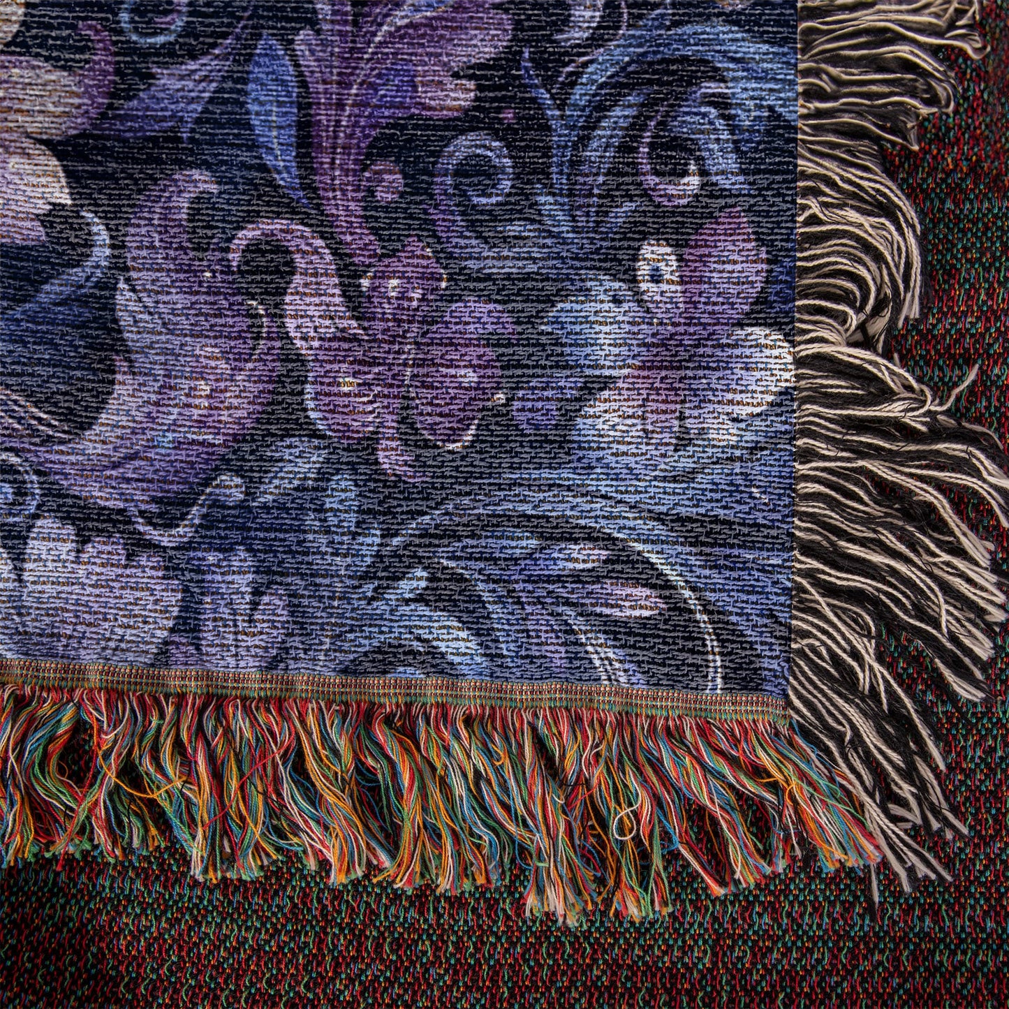 Blue And Purple Floral Pattern 023 - 50" x 60" Heirloom Woven Blanket