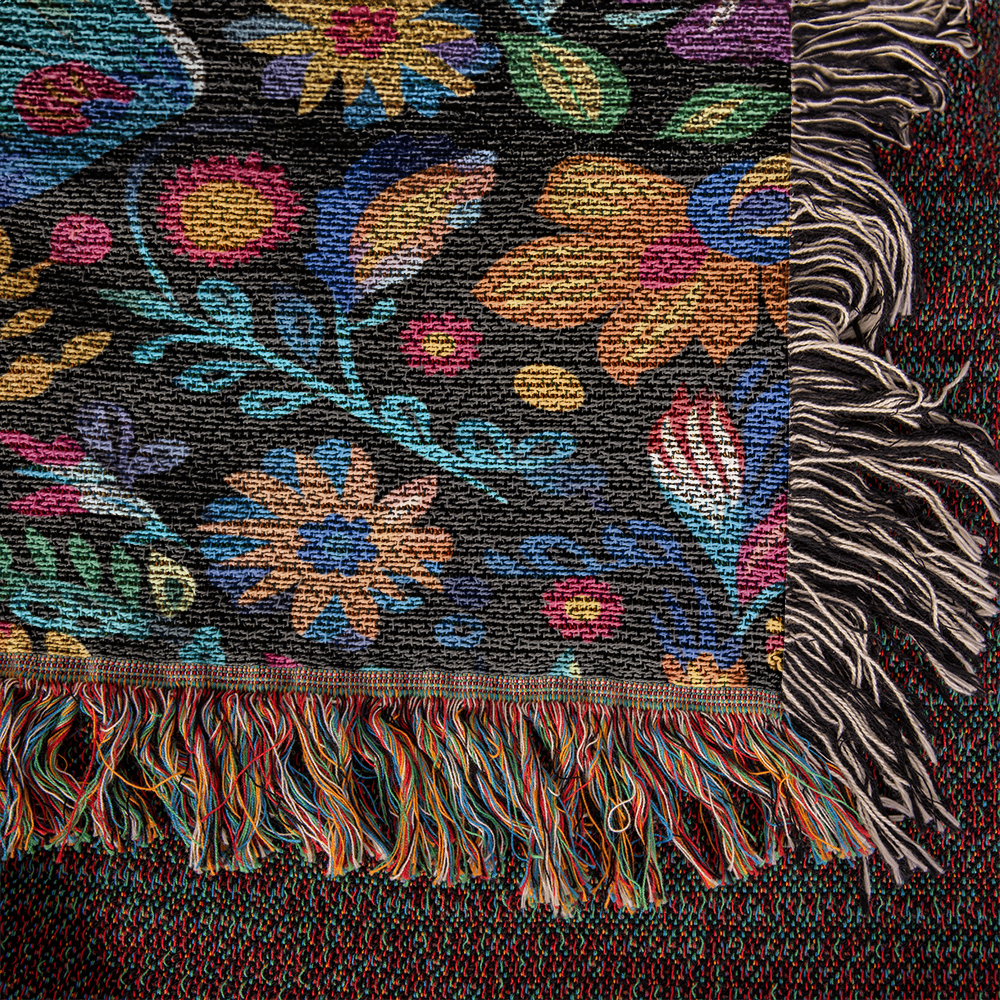 Mexican Floral Fiesta Pattern 053 - 50" x 60" Heirloom Woven Blanket