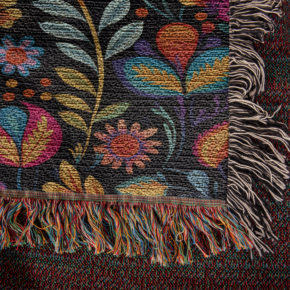 Mexican Floral Fiesta Pattern 058 - 50" x 60" Heirloom Woven Blanket