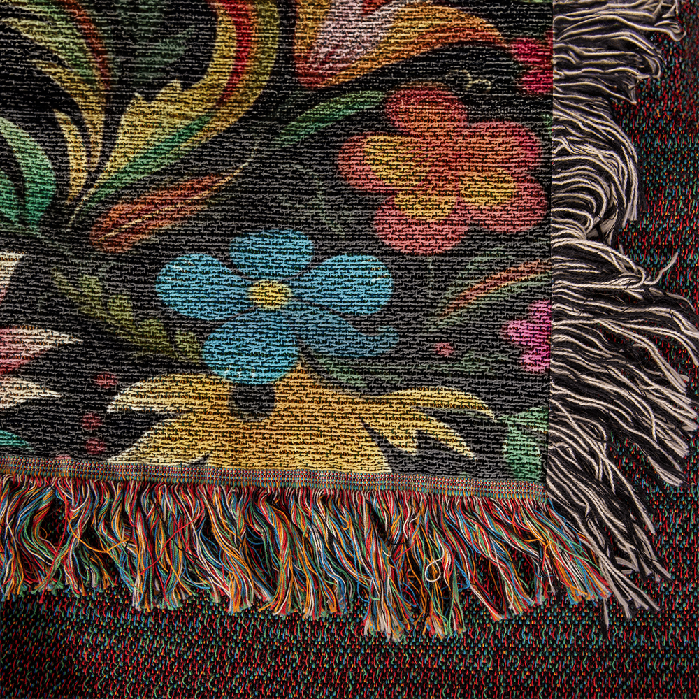 Mexican Floral Fiesta Pattern 033 - 50" x 60" Heirloom Woven Blanket