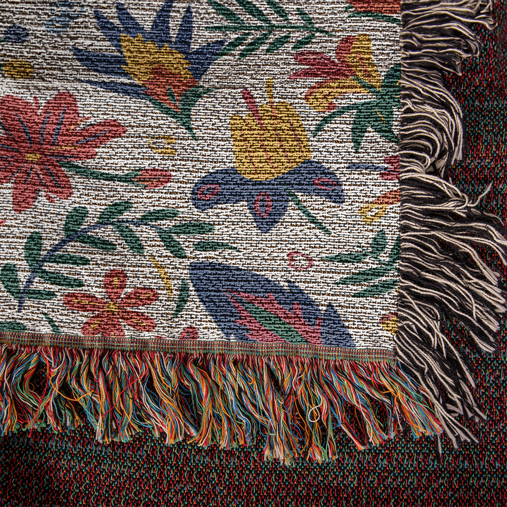 Mexican Floral Fiesta Pattern 021 - 50" x 60" Heirloom Woven Blanket