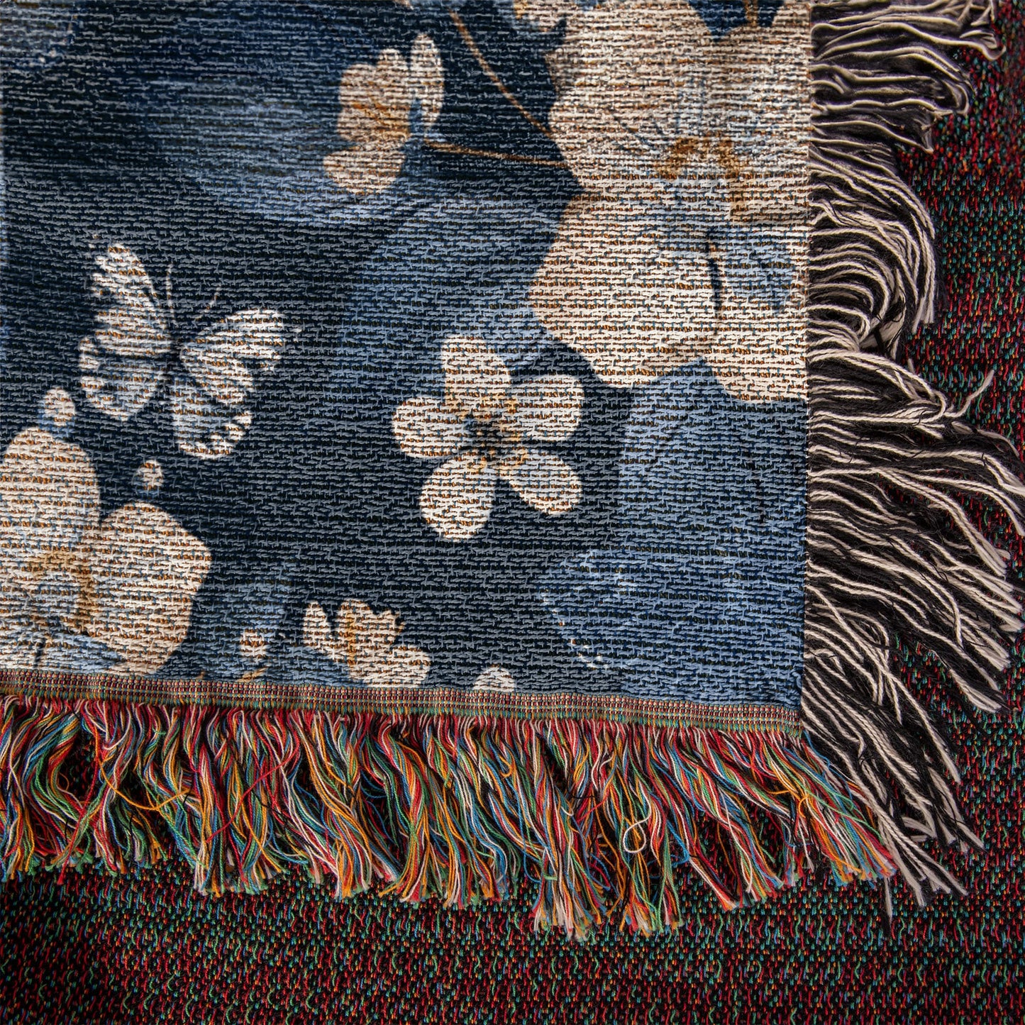 Butterflies And Flowers Pattern 021 - 50" x 60" Heirloom Woven Blanket