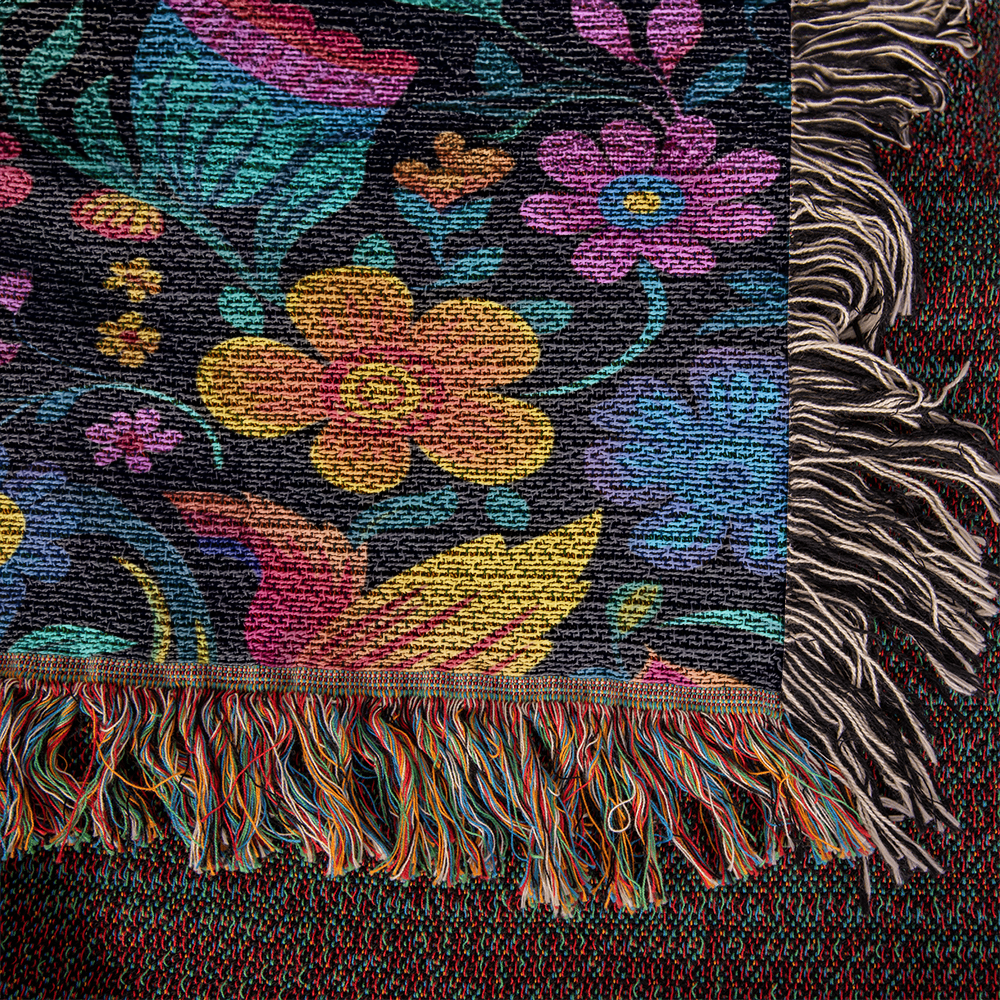 Mexican Floral Fiesta Pattern 049 - 50" x 60" Heirloom Woven Blanket