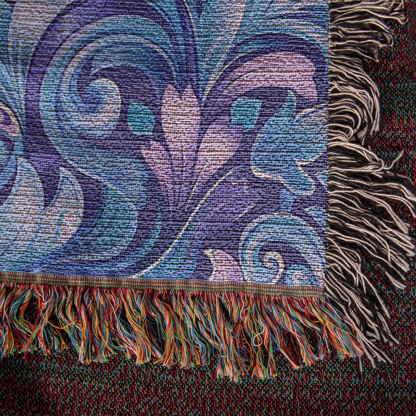 Blue And Purple Floral Pattern 010 - 50" x 60" Heirloom Woven Blanket