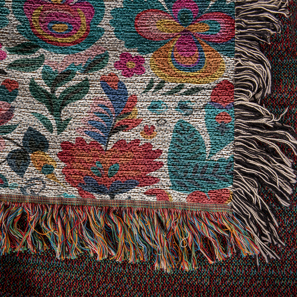 Mexican Floral Fiesta Pattern 051 - 50" x 60" Heirloom Woven Blanket