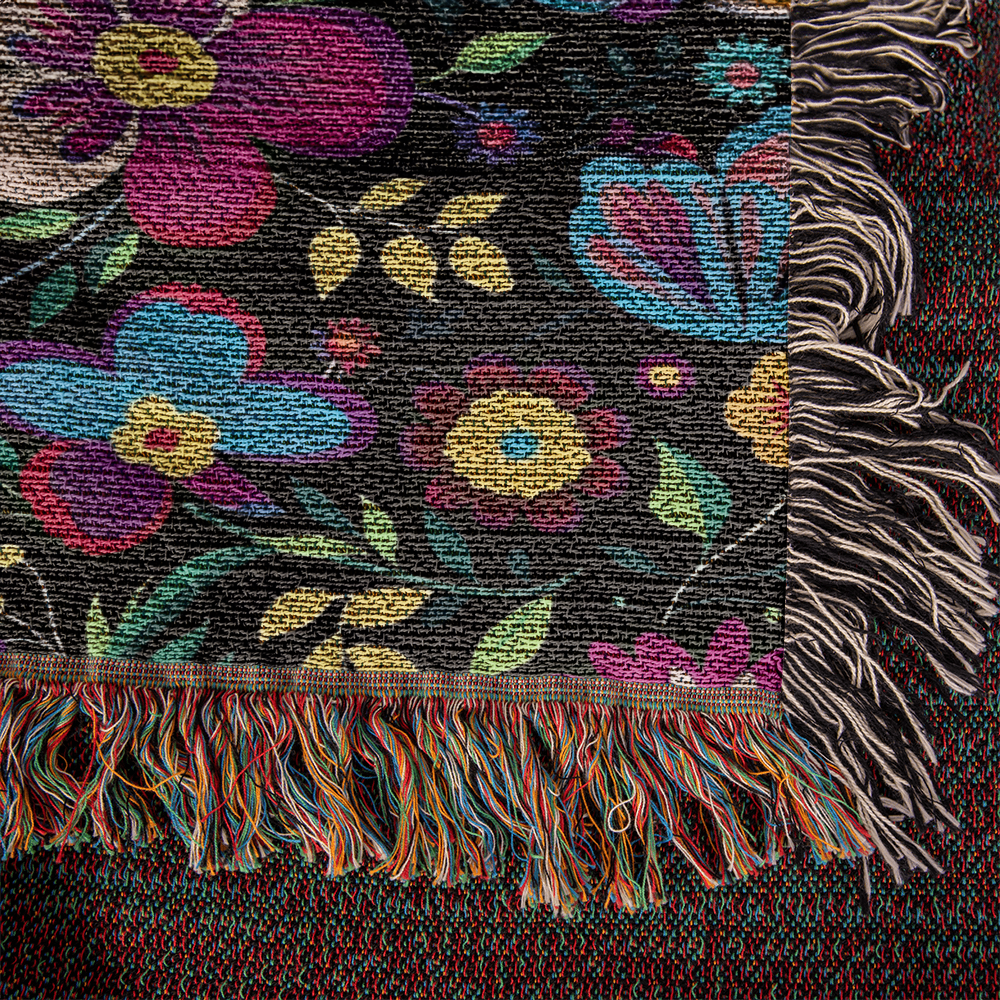 Mexican Floral Fiesta Pattern 034 - 50" x 60" Heirloom Woven Blanket