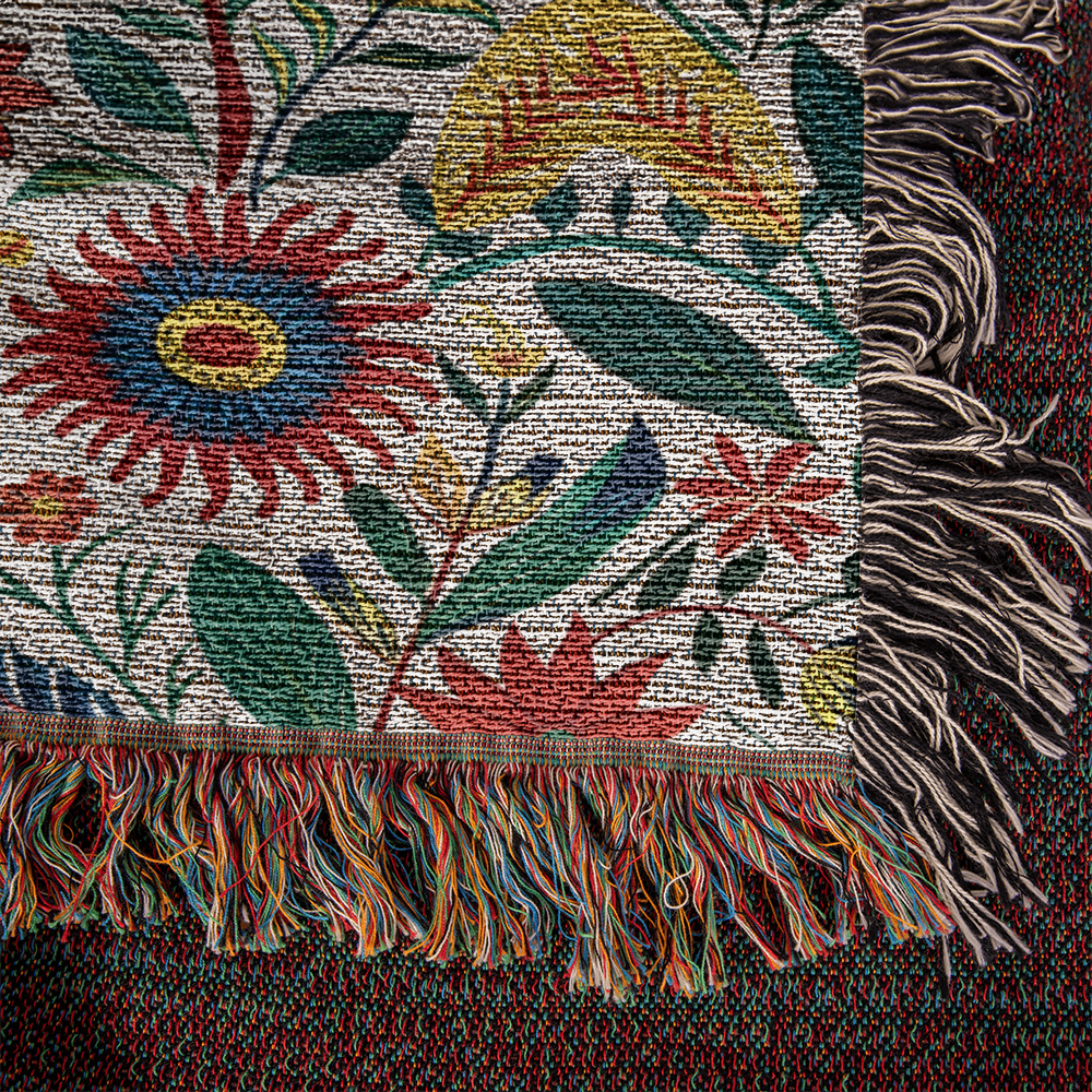 Mexican Floral Fiesta Pattern 023 - 50" x 60" Heirloom Woven Blanket