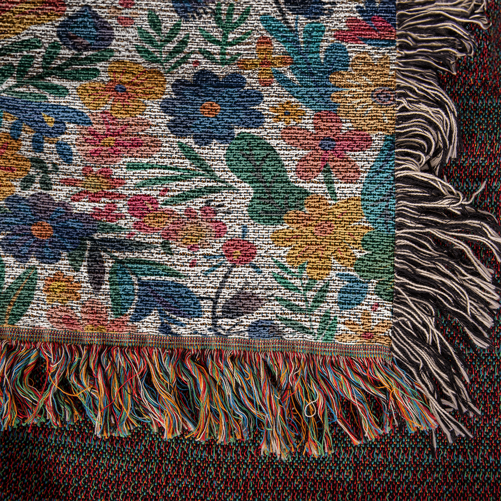 Mexican Floral Fiesta Pattern 010 - 50" x 60" Heirloom Woven Blanket