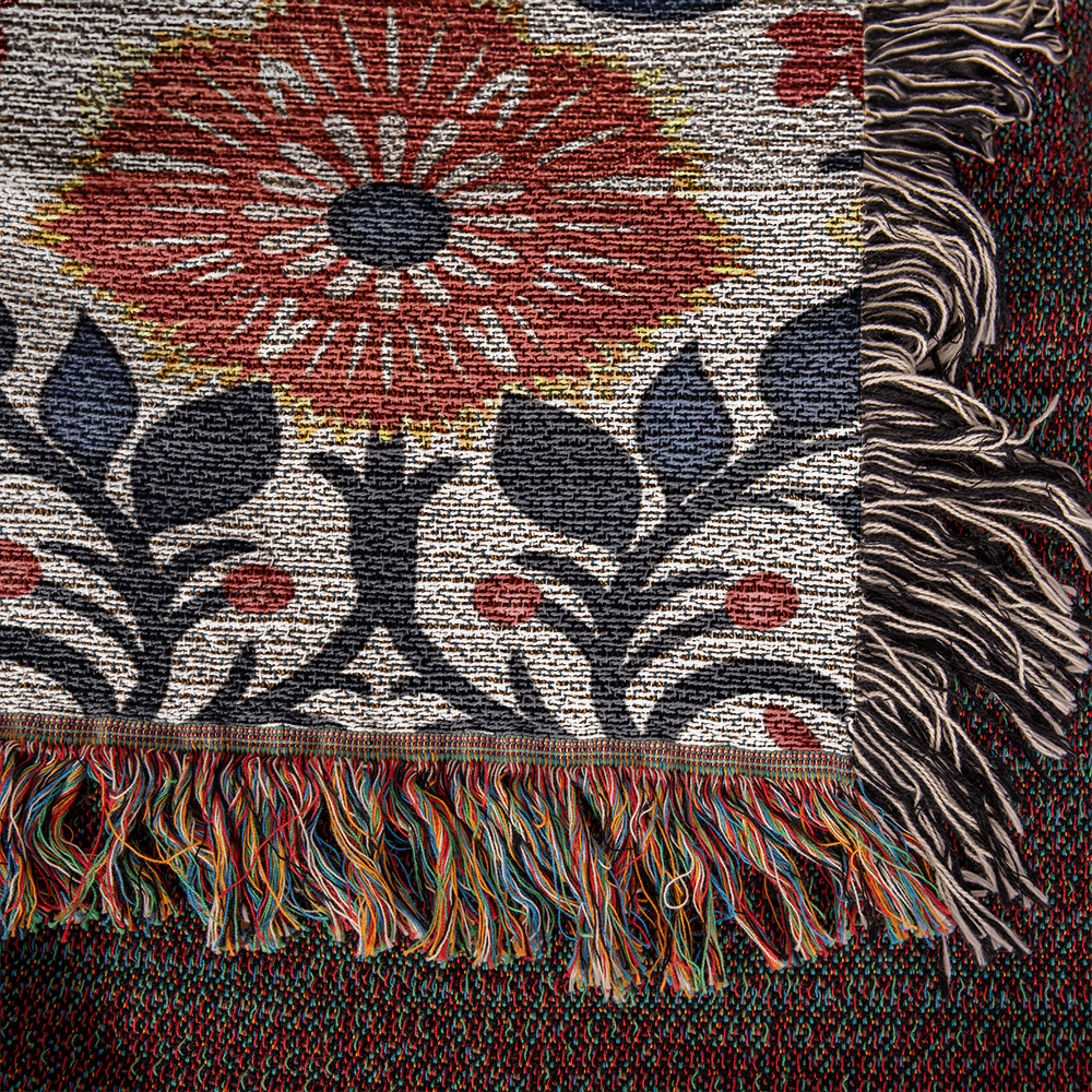 Mexican Floral Fiesta Pattern 043 - 50" x 60" Heirloom Woven Blanket