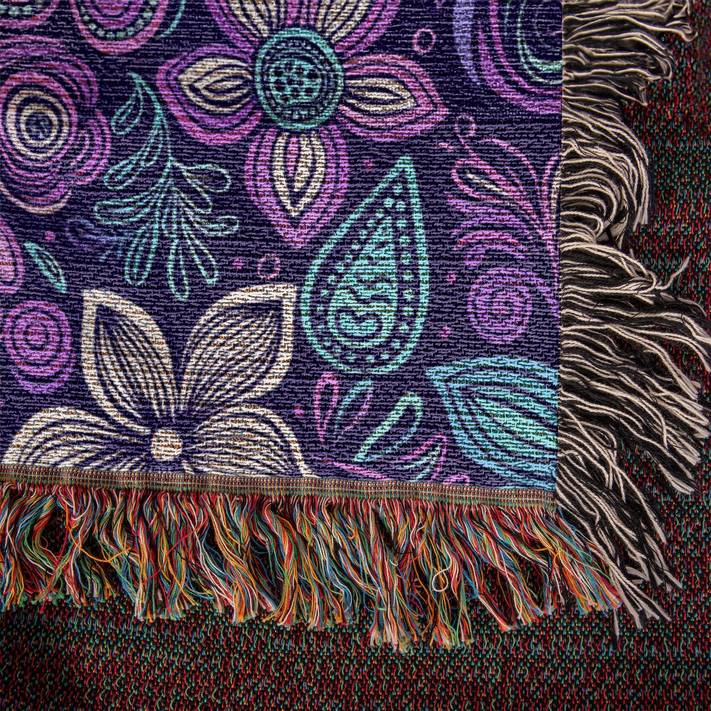 Blue And Purple Floral Pattern 005 - 50" x 60" Heirloom Woven Blanket