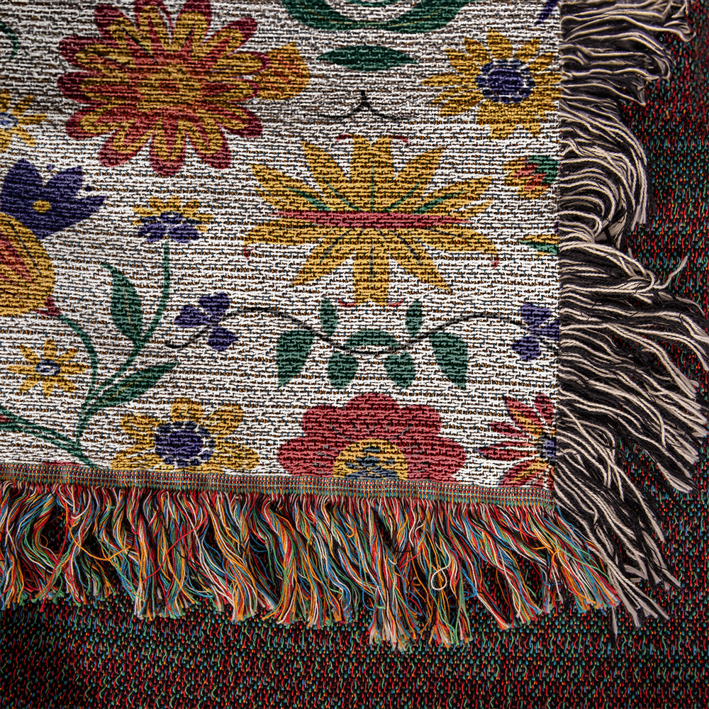 Mexican Floral Fiesta Pattern 024 - 50" x 60" Heirloom Woven Blanket