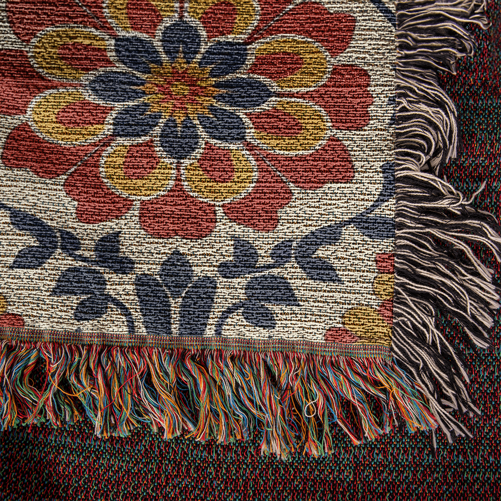 Mexican Floral Fiesta Pattern 047 - 50" x 60" Heirloom Woven Blanket