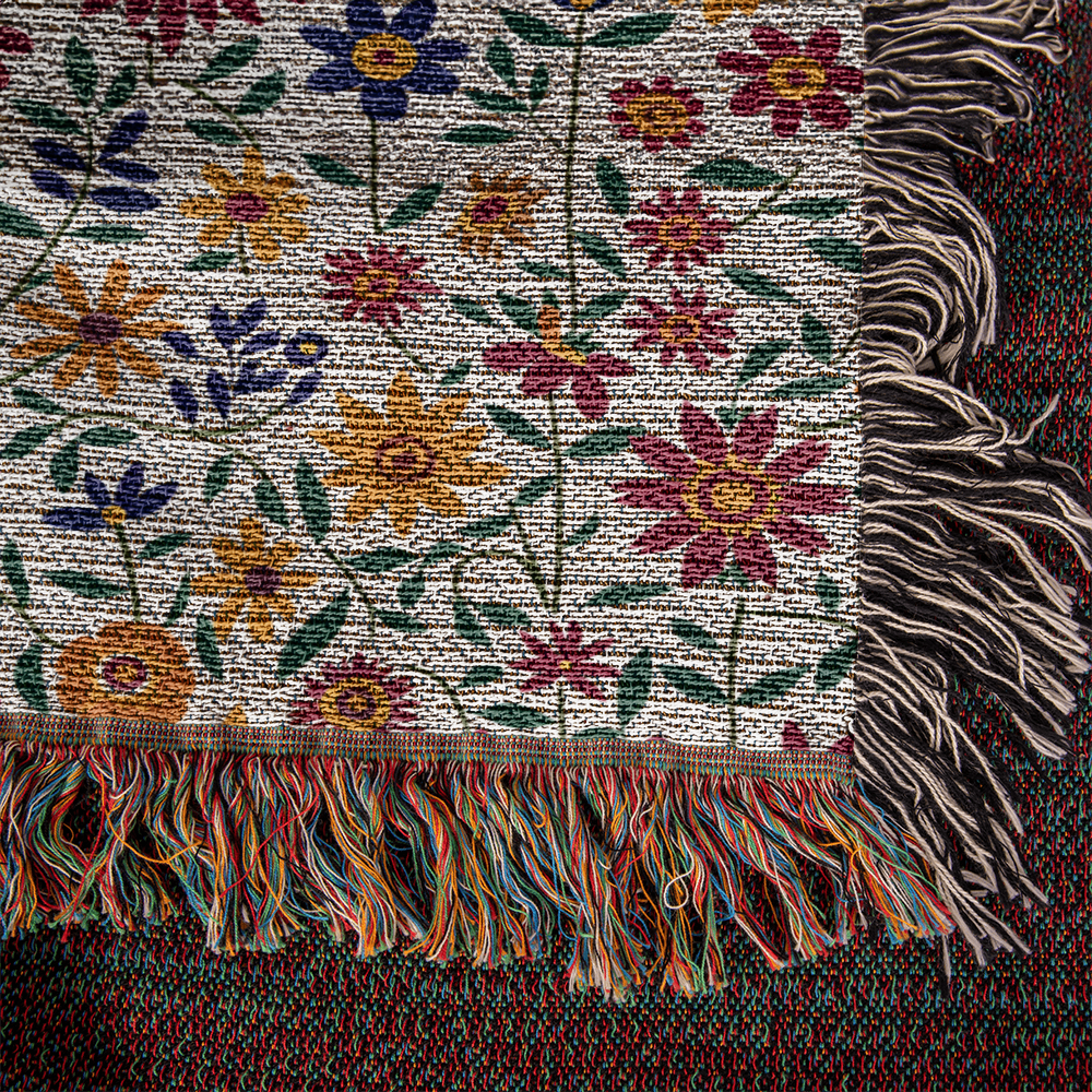 Mexican Floral Fiesta Pattern 017 - 50" x 60" Heirloom Woven Blanket