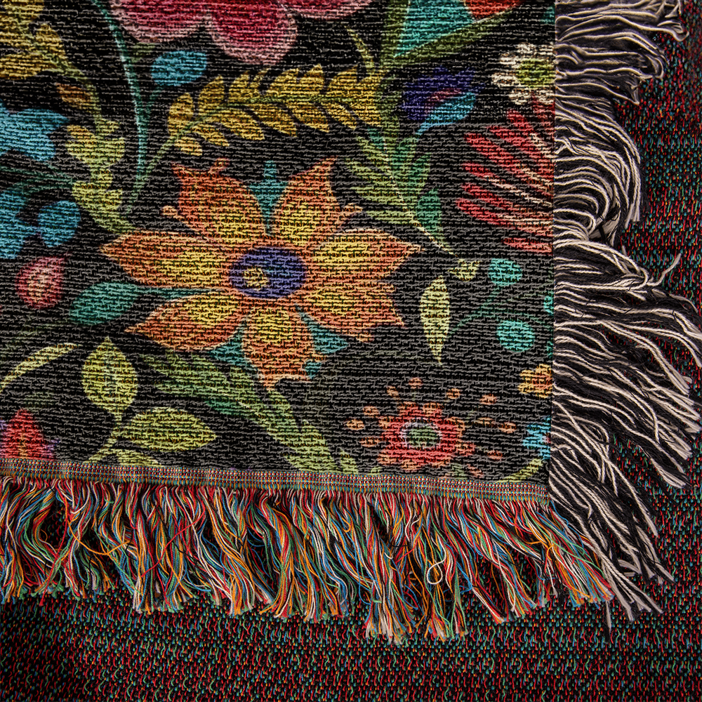 Mexican Floral Fiesta Pattern 039 - 50" x 60" Heirloom Woven Blanket