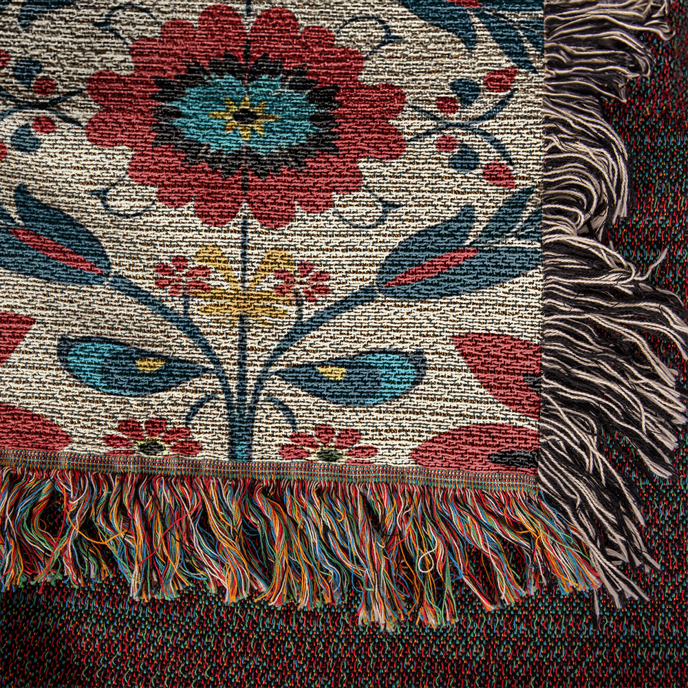 Mexican Floral Fiesta Pattern 041 - 50" x 60" Heirloom Woven Blanket