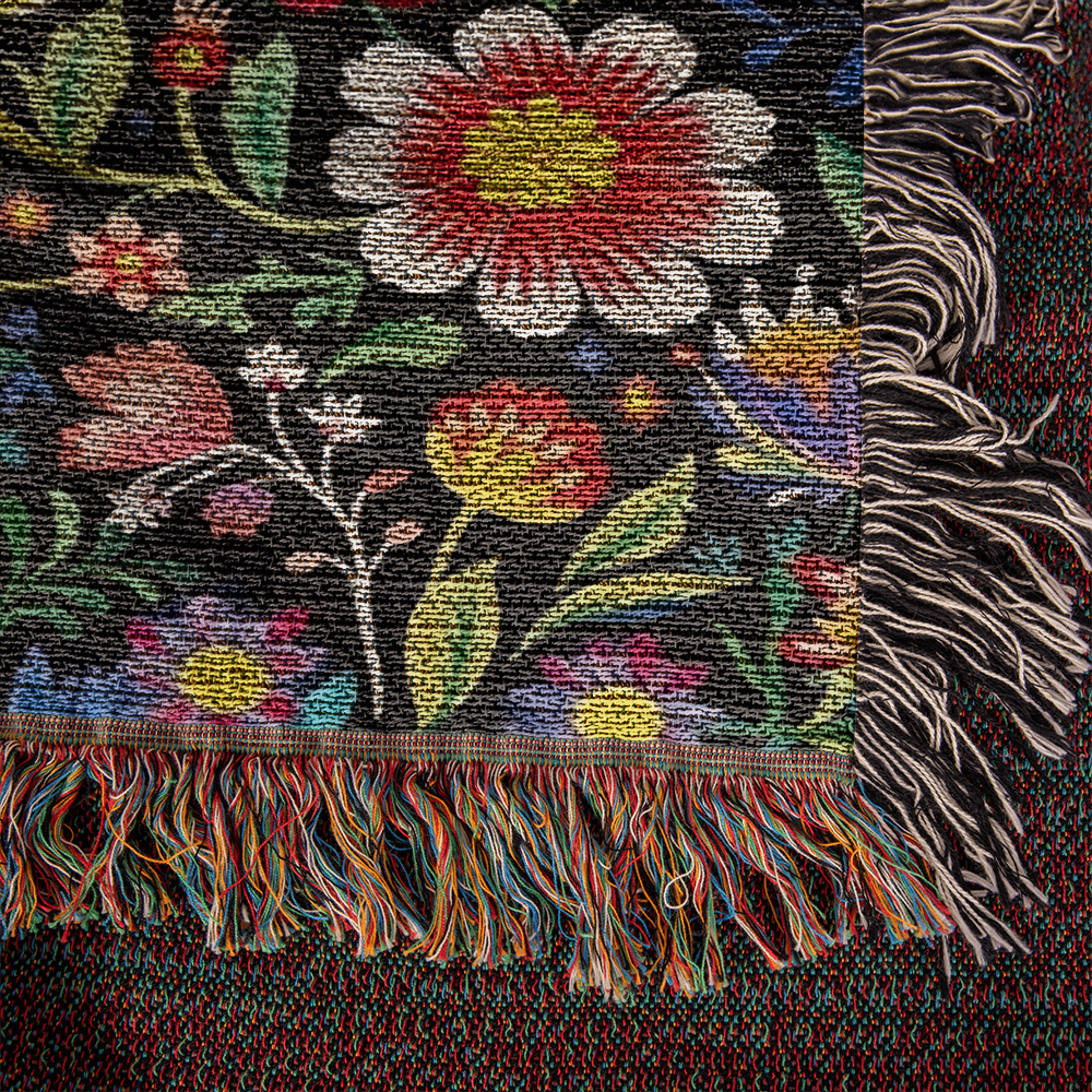 Mexican Floral Fiesta Pattern 038 - 50" x 60" Heirloom Woven Blanket