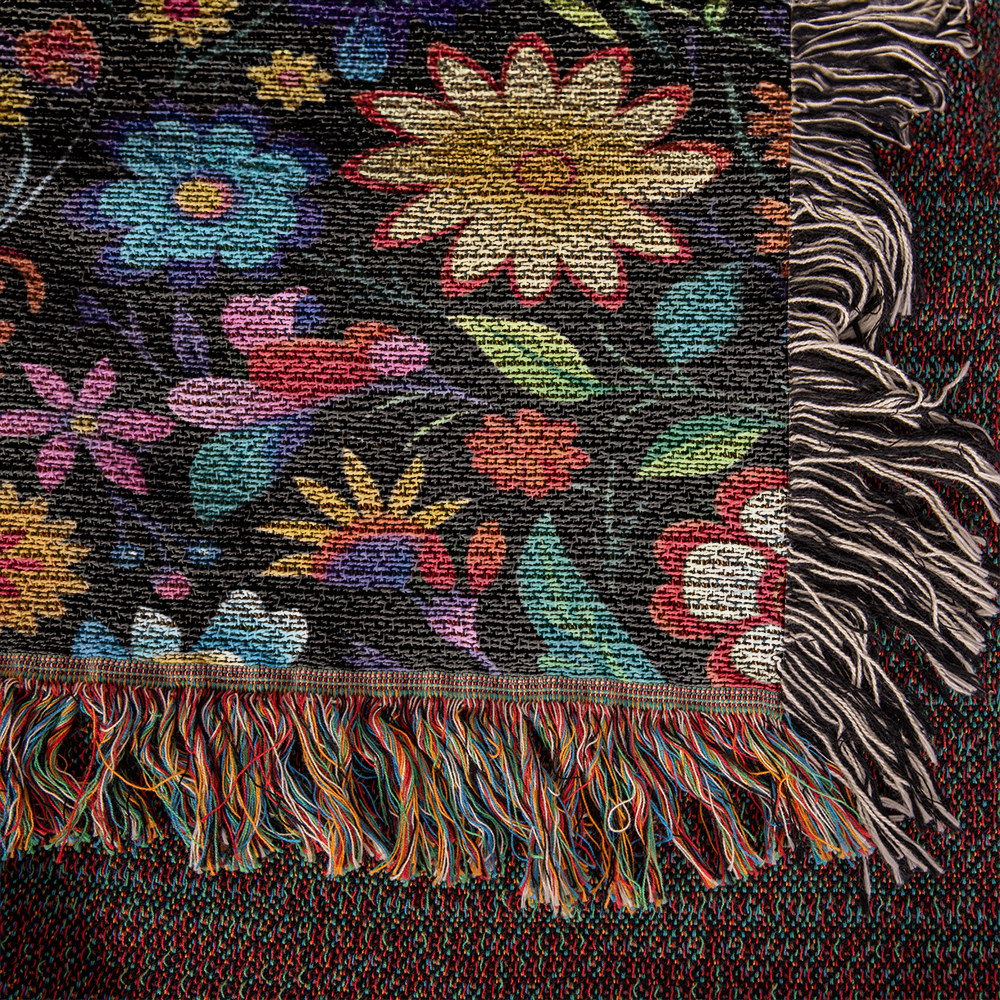 Mexican Floral Fiesta Pattern 028 - 50" x 60" Heirloom Woven Blanket