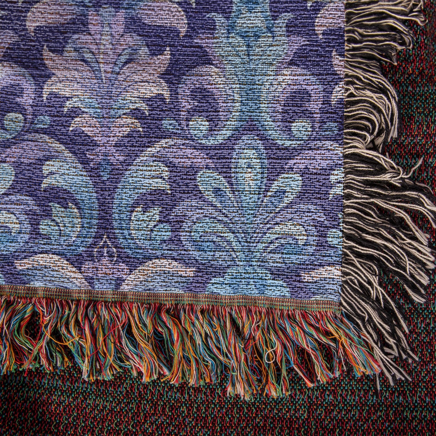 Blue And Purple Floral Pattern 018 - 50" x 60" Heirloom Woven Blanket