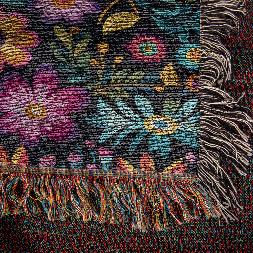 Mexican Floral Fiesta Pattern 055 - 50" x 60" Heirloom Woven Blanket