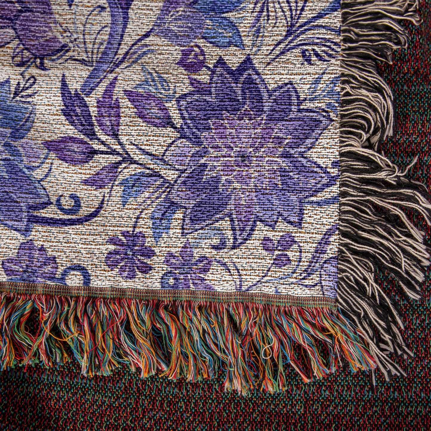 Blue And Purple Floral Pattern 004 - 50" x 60" Heirloom Woven Blanket