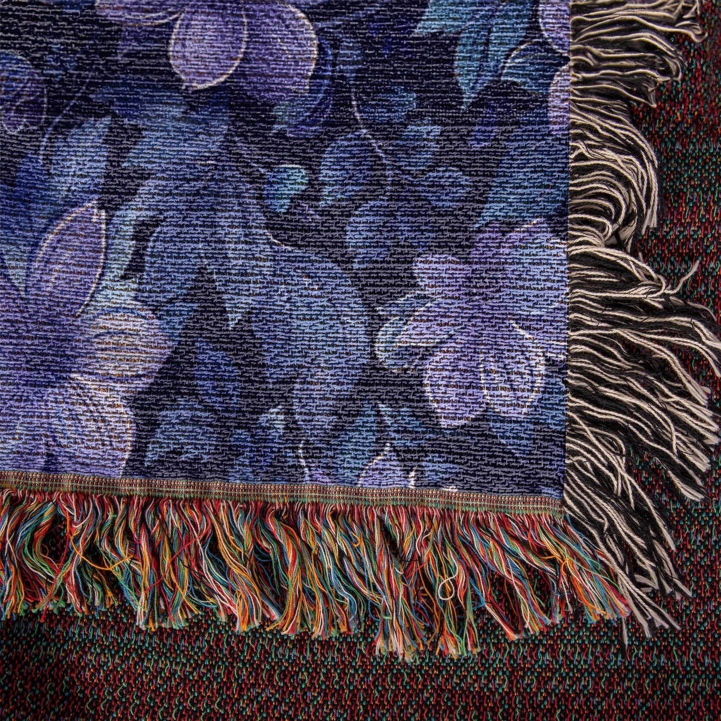 Blue And Purple Floral Pattern 014 - 50" x 60" Heirloom Woven Blanket
