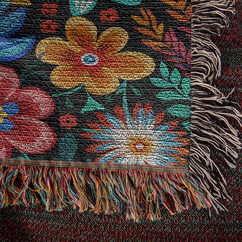 Mexican Floral Fiesta Pattern 054 - 50" x 60" Heirloom Woven Blanket