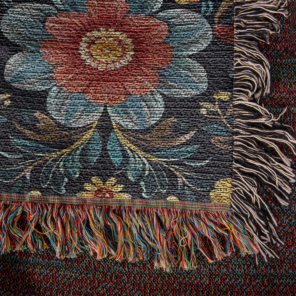 Mexican Floral Fiesta Pattern 046 - 50" x 60" Heirloom Woven Blanket