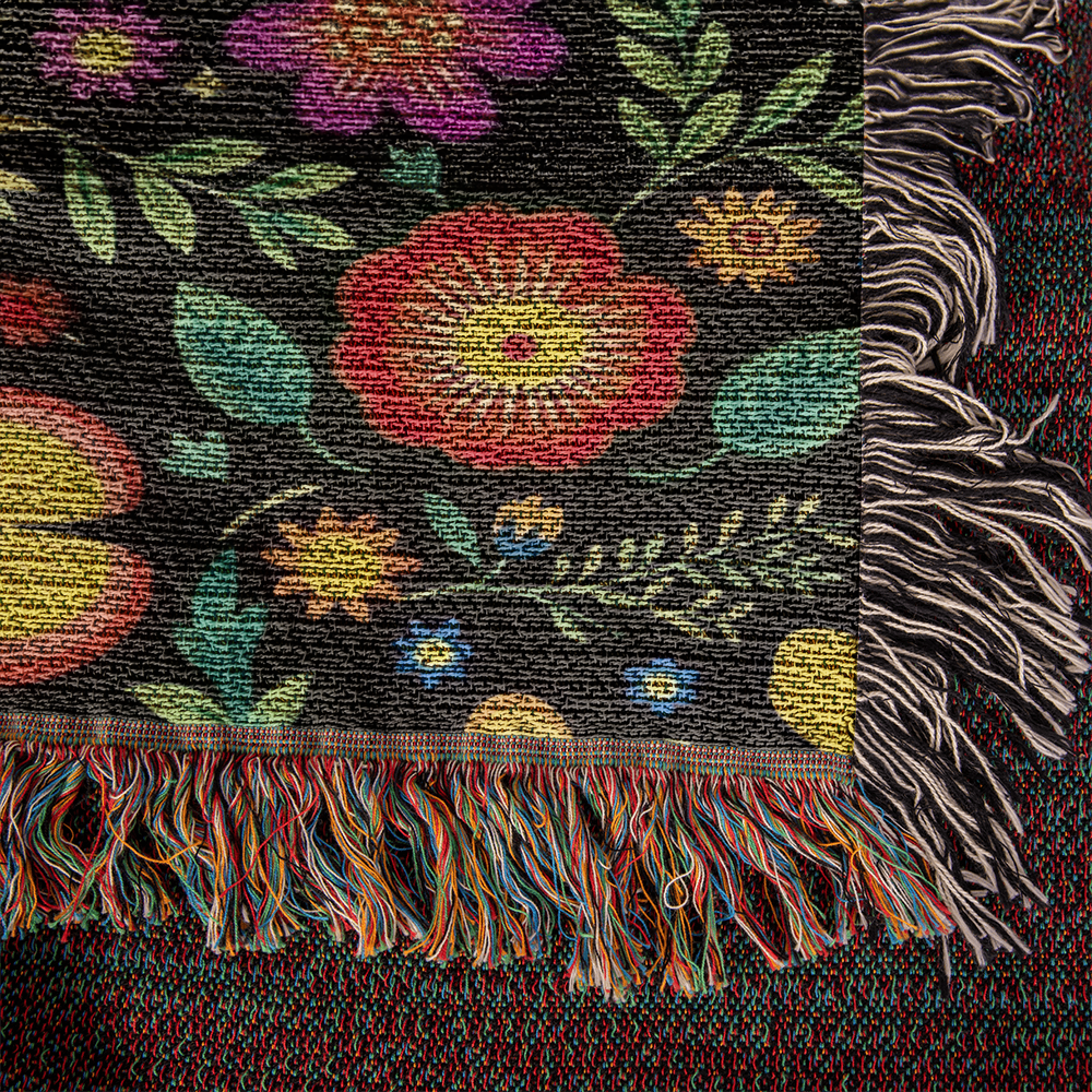 Mexican Floral Fiesta Pattern 032 - 50" x 60" Heirloom Woven Blanket
