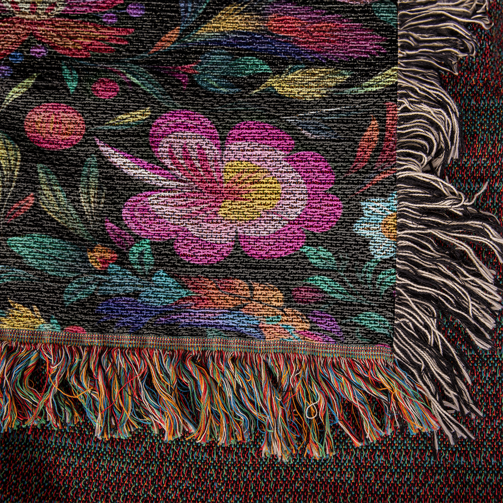 Mexican Floral Fiesta Pattern 031 - 50" x 60" Heirloom Woven Blanket