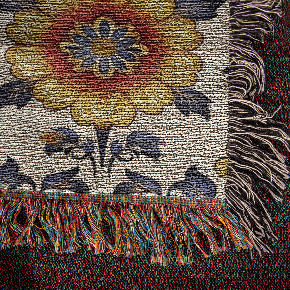 Mexican Floral Fiesta Pattern 044 - 50" x 60" Heirloom Woven Blanket