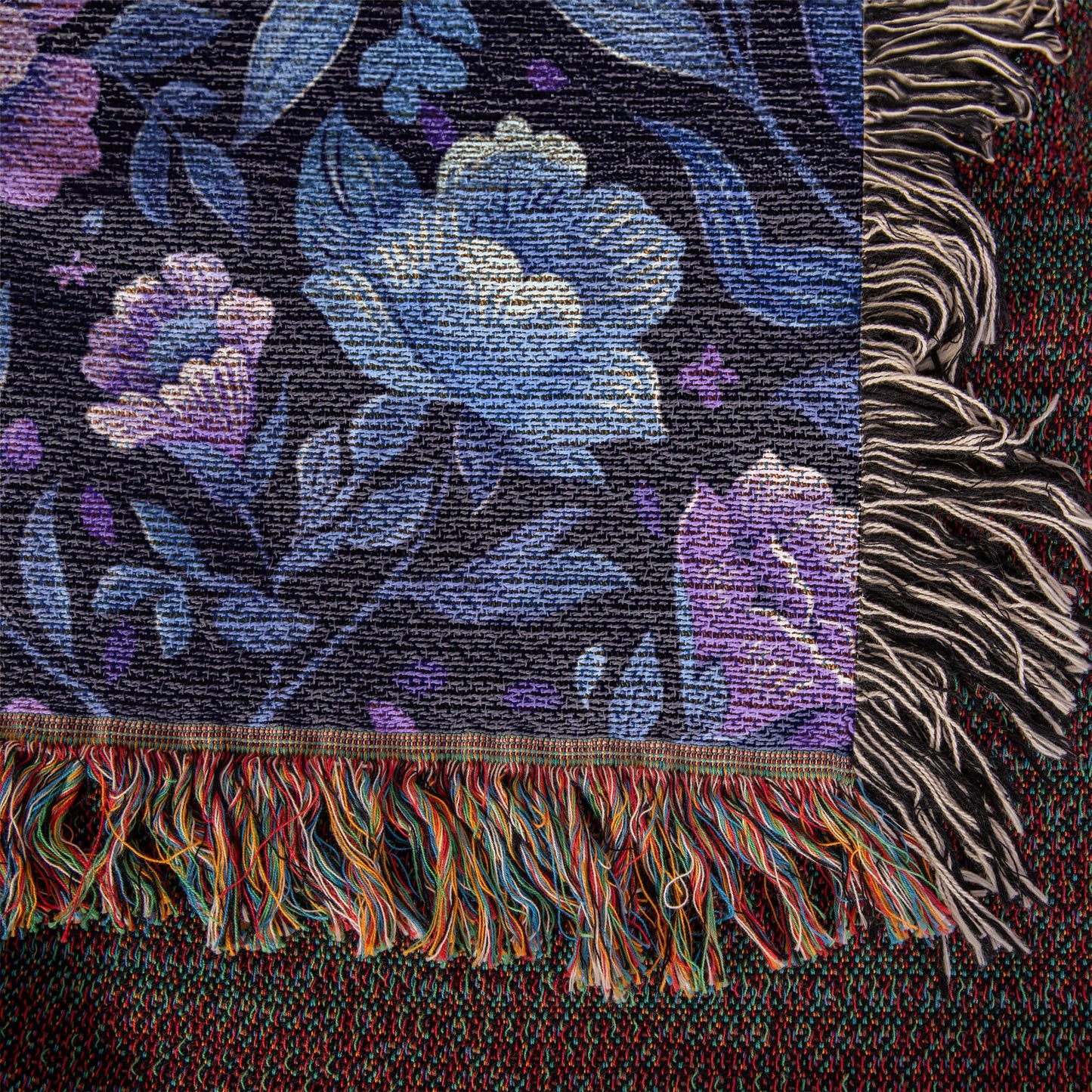 Blue And Purple Floral Pattern 007 - 50" x 60" Heirloom Woven Blanket