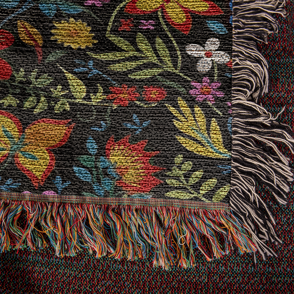 Mexican Floral Fiesta Pattern 037 - 50" x 60" Heirloom Woven Blanket