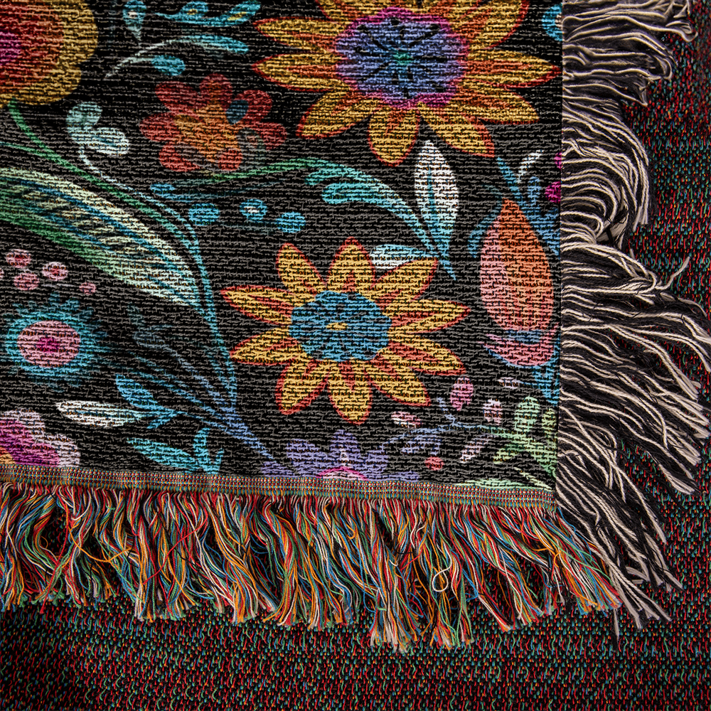 Mexican Floral Fiesta Pattern 060 - 50" x 60" Heirloom Woven Blanket