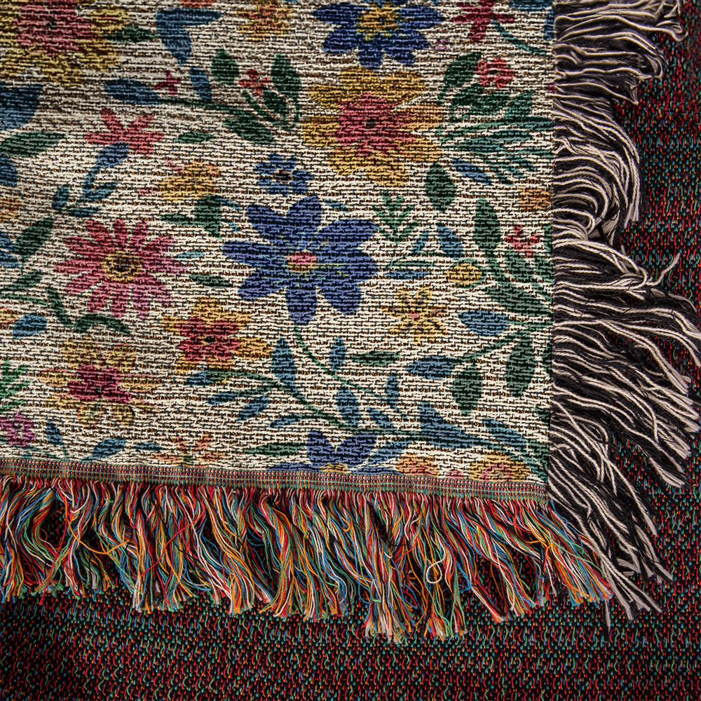Mexican Floral Fiesta Pattern 006 - 50" x 60" Heirloom Woven Blanket