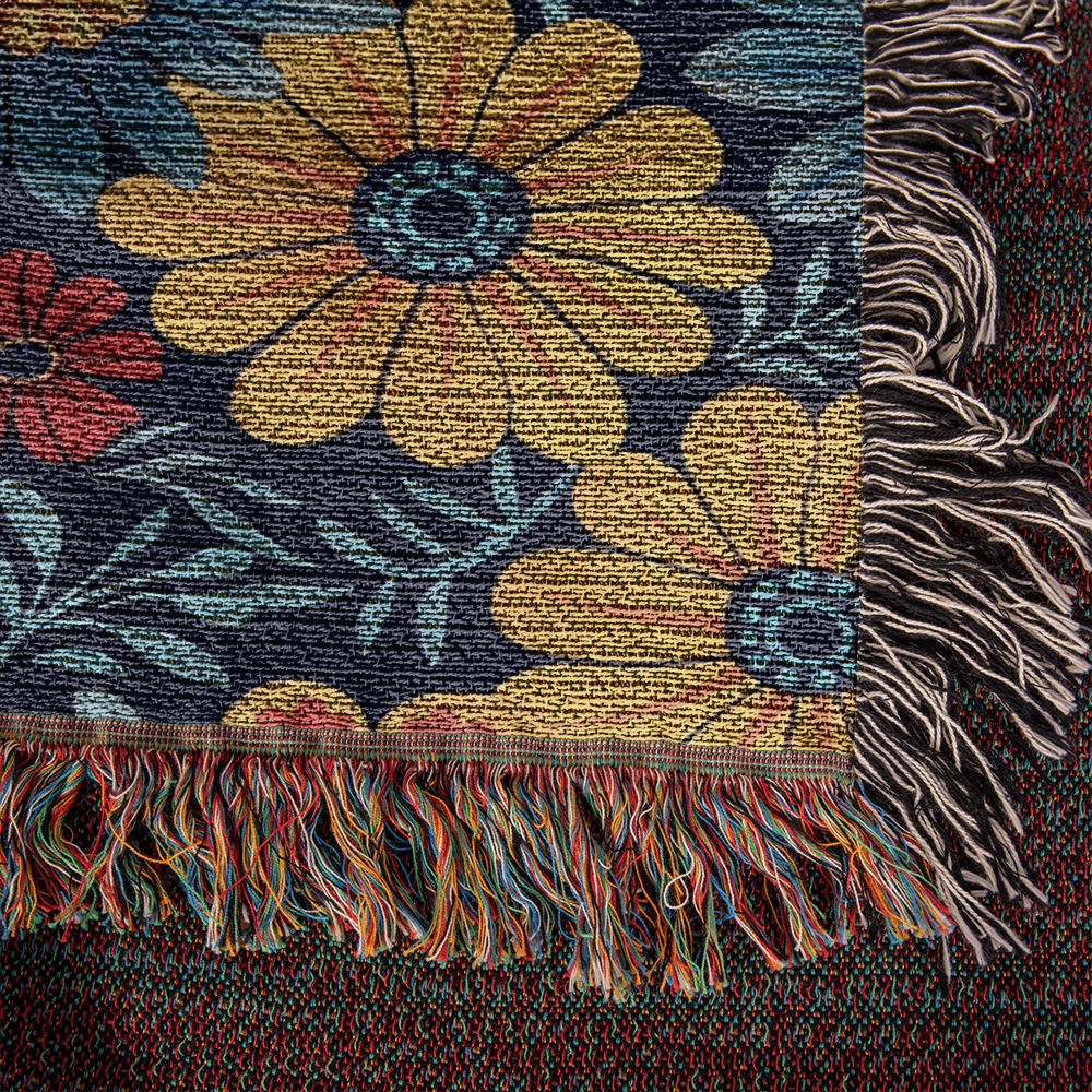 Mexican Floral Fiesta Pattern 045 - 50" x 60" Heirloom Woven Blanket