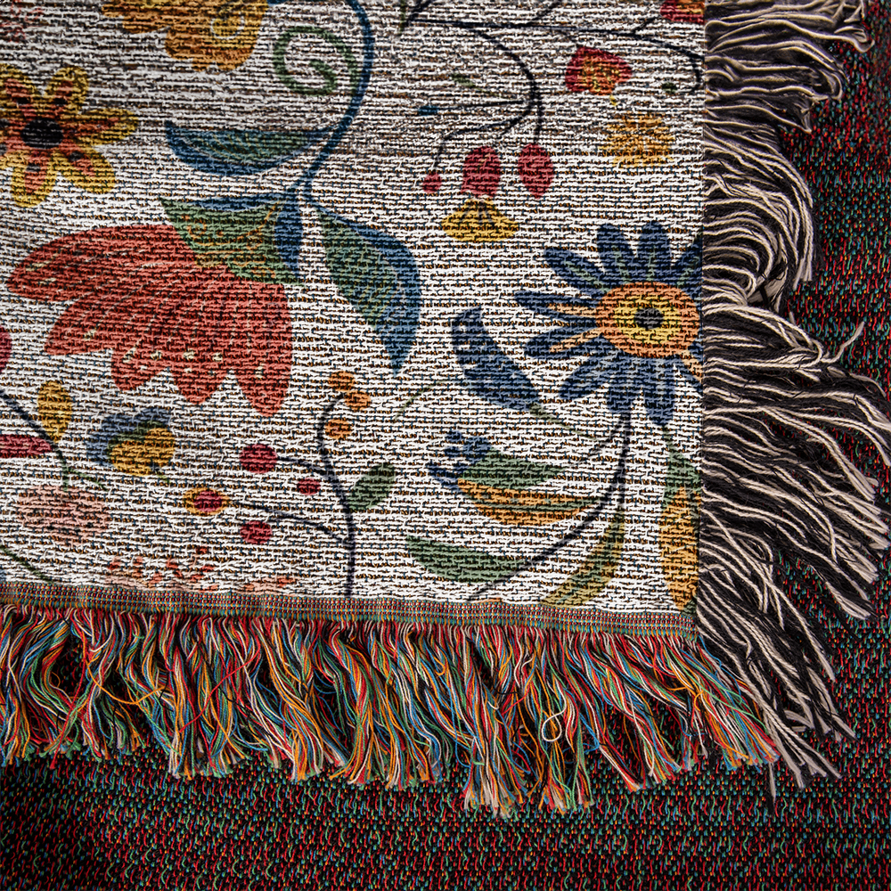 Mexican Floral Fiesta Pattern 019 - 50" x 60" Heirloom Woven Blanket